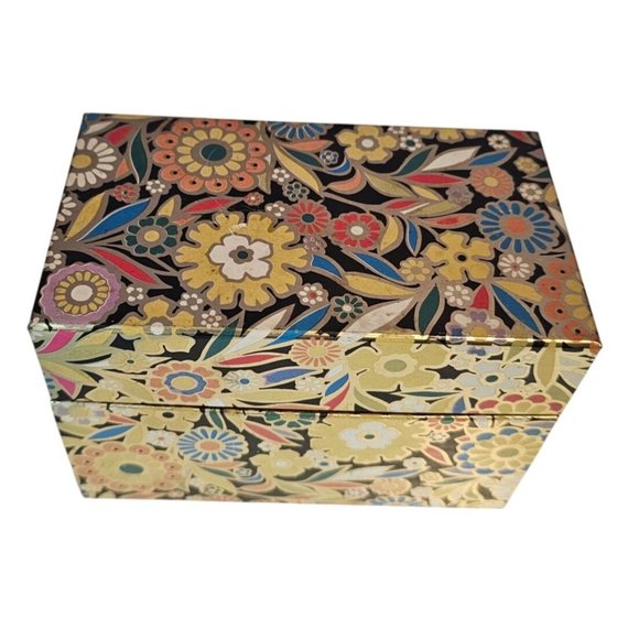 J Chein USA Recipe Box Tin Metal Vtg Cooking Recipes Mod Retro Flowers Floral - Picture 9 of 13
